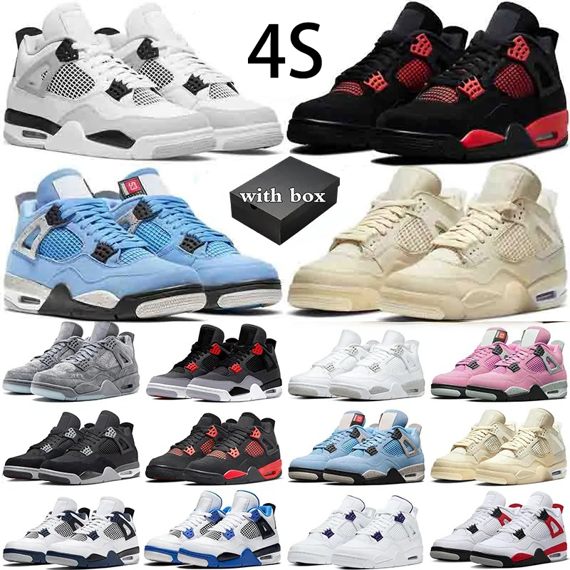 

sneakers men women basketball shoes 4 4s Military Black Cat Red Thunder Sail University Blue White Oreo Fire Pure Money Midnight Navy mens sneakers, 13