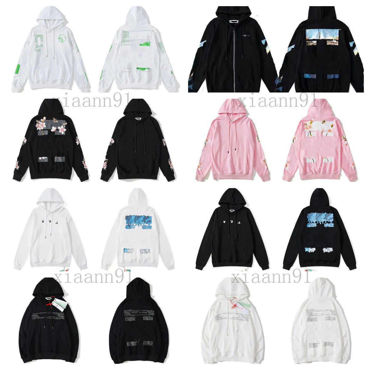 

2023 %60 Off Style Trendy Fashion Sweater Painted Arrow Crow Stripe Loose Hoodie Men's and Women's Coatjqm1 off Designer hoodie Offs White