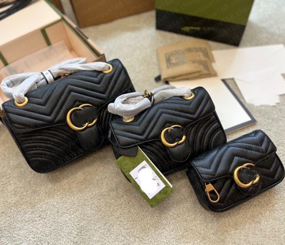 

designer bag crossbody handbag high quality designer bags gg luxurys designers bag strap shoulder bags designer woman wallet on chain wallet 3 size clutch, Black