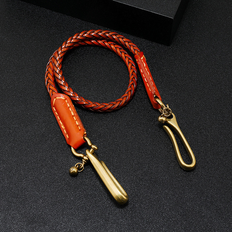 

Key Rings Classic Punk Style Genuine Leather Biker Keychain Jeans Chain Handmade Wallet Chain Waist Chain Men's Rock Clothing Accessories 230306