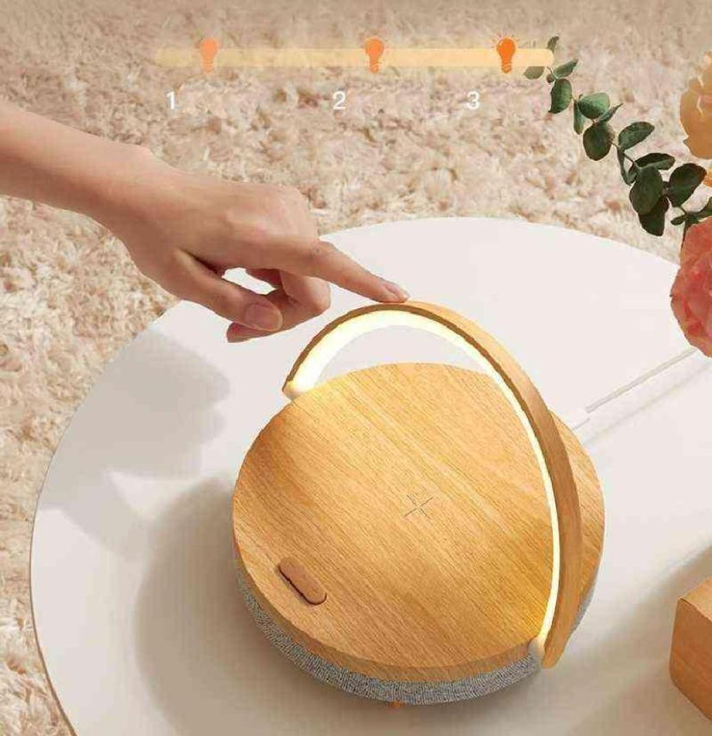 

Wireless Charger Bluetooth Speaker Wooden Table Lamp High Power Mobile Phone Stand Present Fast Charging 2111238133831