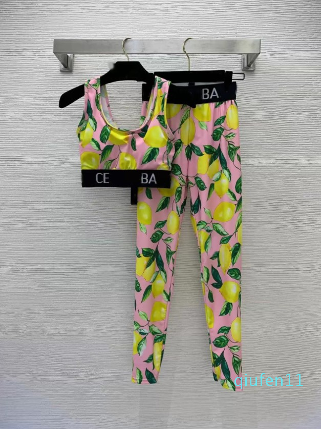 

Fashion-women' tracksuits summer Fashion Designer Womens Cotton Yoga Suit same sty Sportwear Fitness Sports20, Yellow