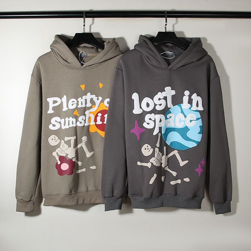 

Mens Hoodies Women Retro Graffiti Printing Foam Letters Casual Sweater Couple Hoodies, Gray