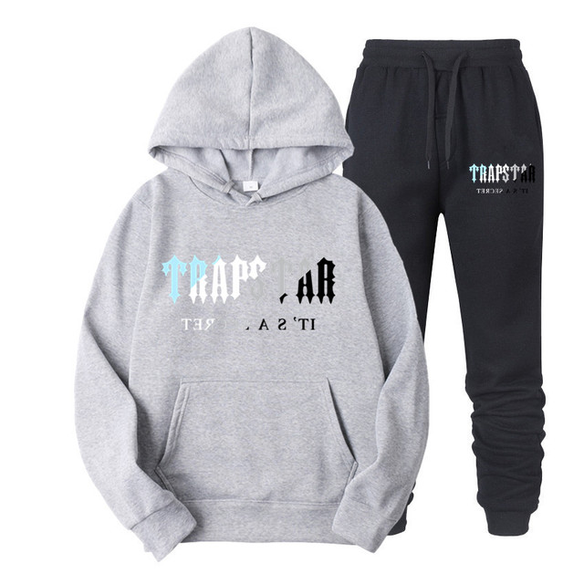 

printed mens trapstar tracksuits sportswear 2023 men colors warm two pieces set loose hoodie sweatshirt pants jogging plyl, Dark green