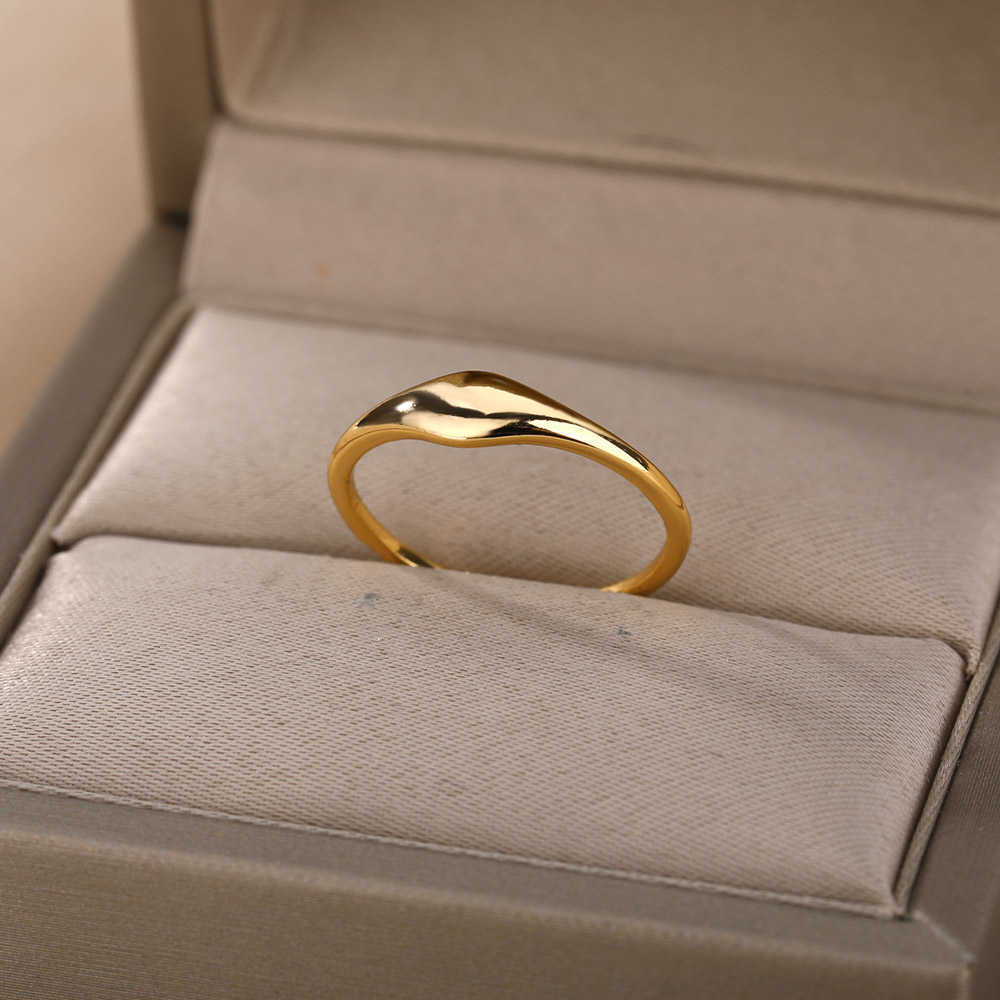 

Band Rings Simple Open Rings For Women Men Gold Color Stainless Steel Adjustable Male Female Engagement Wedding Ring Jewelry AA230306