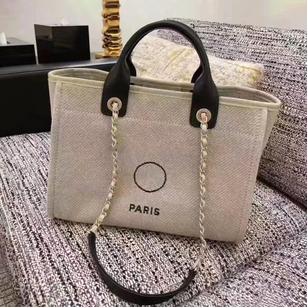 

Luxurys brand deauville Shopping Bags Women handbags pearl totes MEN fashion Luggage THE TOTE embroidery linen handle weekend travel lady Beach bag shoulder purses