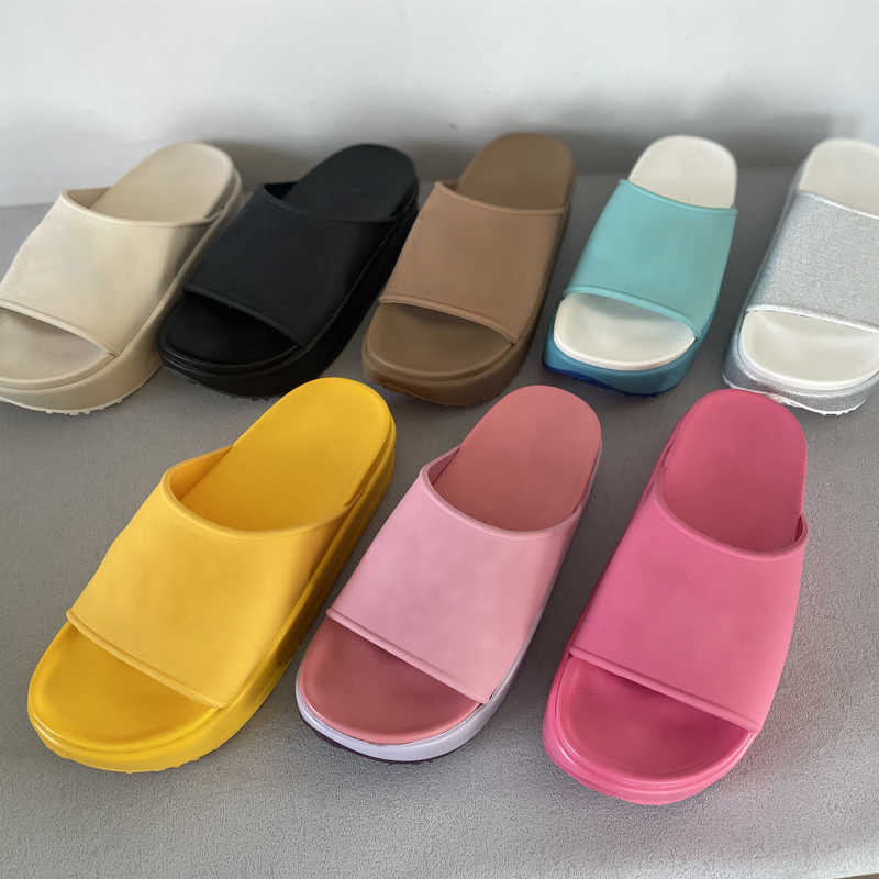 

Designer Platform Sandal Women Men Rubber Leather Slide Sandal Dress Shoes Wedges Sandal Beach Slippers Luxury Summer Platform SlideThick Bottom With Box Bag NO354