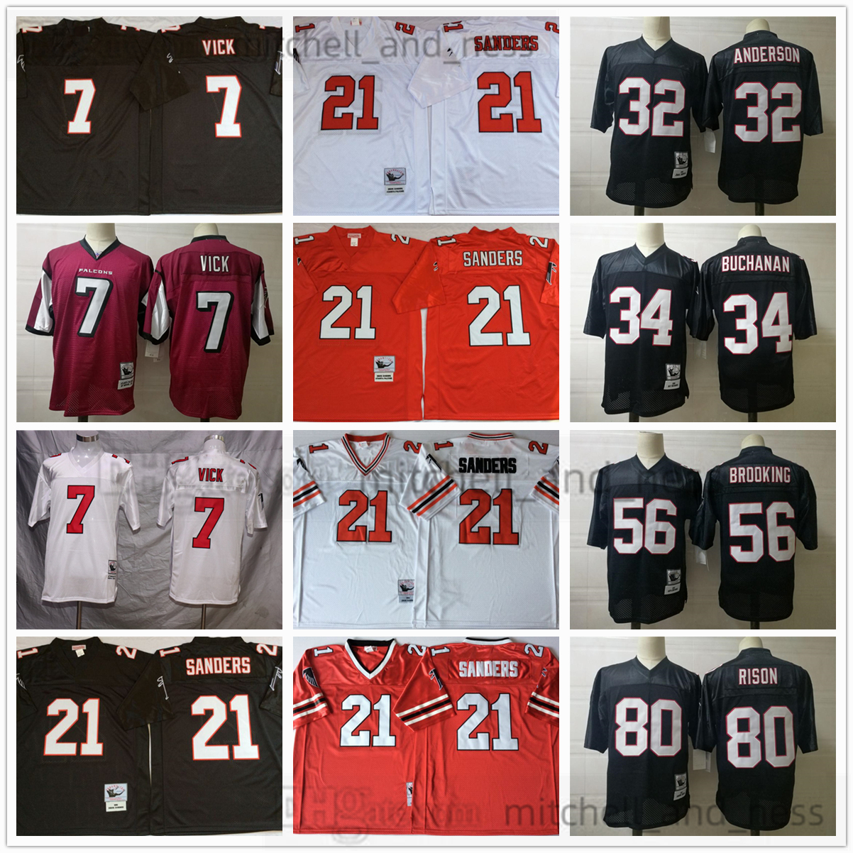 

Mitchell and Ness College Football 21 Deion Sanders Jersey Vintage 7 Michael Vick 10 Steve Bartkowski 32 Jamal Anderson 34 Ray Buchanan 56 Keith Brooking Andre Rison, Aspicture