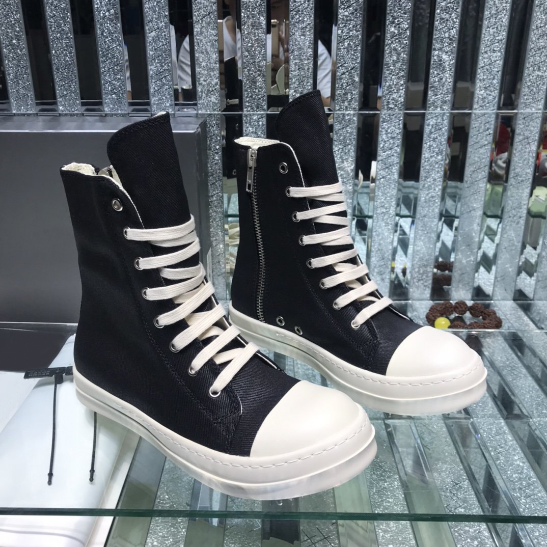 Top New Chaussures décontractées à fond épais pour hommes et femmes, bottes de créateur en toile respirantes, noires et blanches, en caoutchouc d