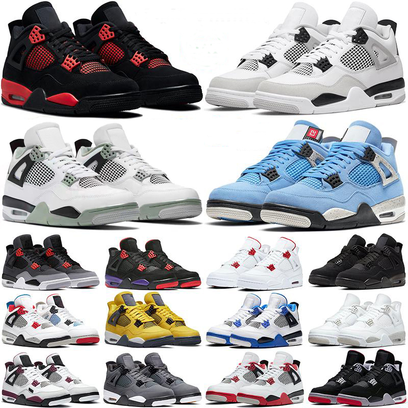 

4 Basketball Shoes 4s Military Black Cat Men Seafoam University Blue Red Thunder Lightning White Oreo Sail Midnight Navy Mens Women Trainers travis, As shown 24