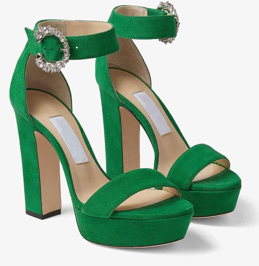 

Summer Luxury Brands Mionne Platform Sandals Shoes For Women Crystal Buckle Block Heels Wedding Party Dress Lady Discount Footwear