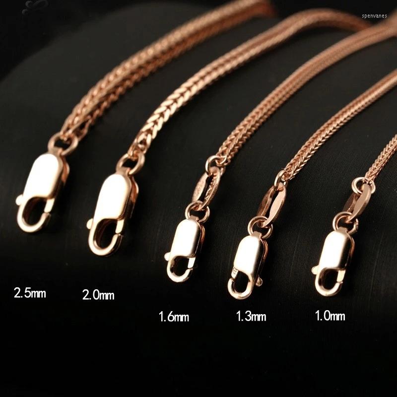 

Chains Real S925 Sterling Silver Necklace For Woman 18K Rose Gold Plated Foxtail Chain Lady Sweater Jade Amber Pendant Matching
