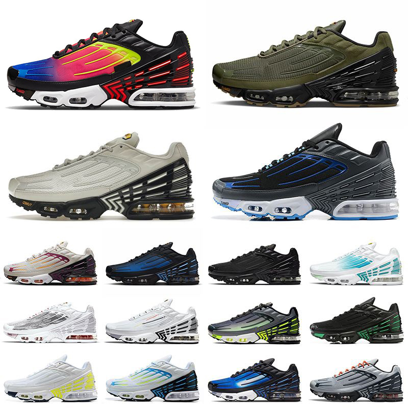 

TN Plus 3 Running Shoes Tuned III Grey White Women Men OG Black Light Bone Laser Blue Green Aqua Airs Rainbow Red tn Trainers Tn3 Runners Sports shoes, 36-46 all black