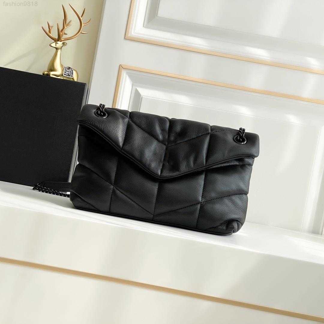 

Original Women Tote Fashion Designer Luxury Handbags Purses Loulou Puffer Chain Bag Brand Classic Flip Matte Leather Shoulder Bags Crossbody, Black / silver chain