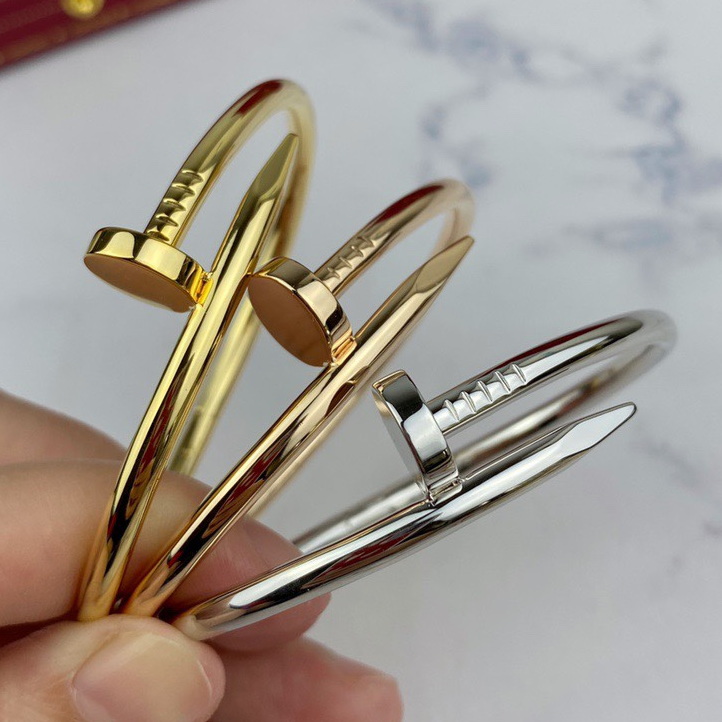 

Standard thick and thin nail bangle for men gold plated 18K Womens bangle 16 17 18 cm opening method is consistent with the official product Couple bracelet