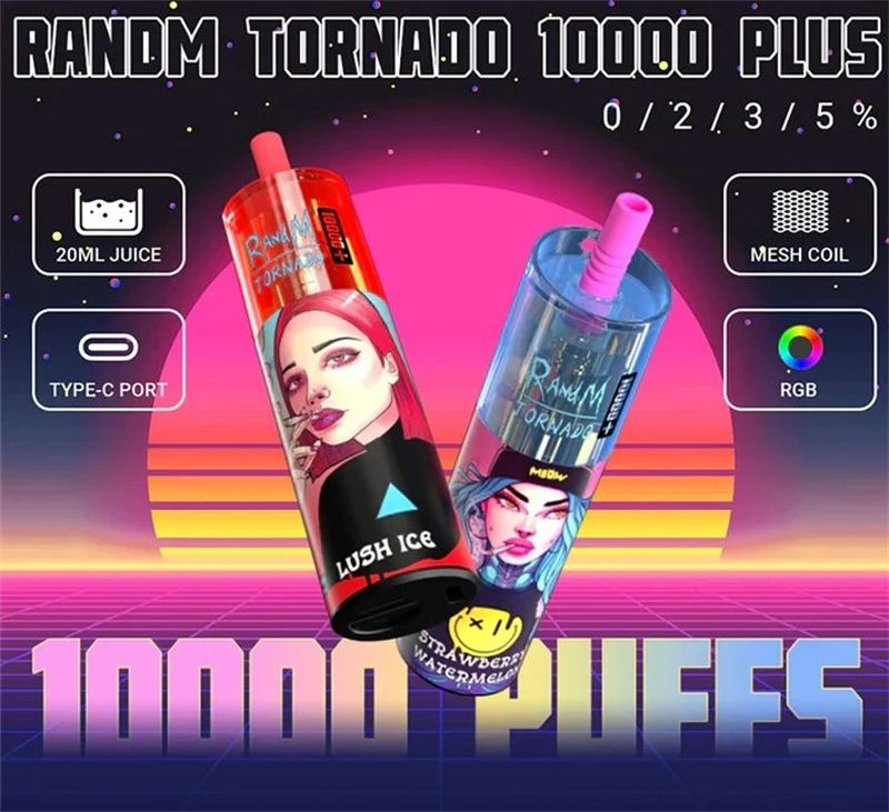 

Authentic RandM Tornado 10000 plus Puffs Disposable Vape Pen E Cigarettes 20ml Pod Mesh Coil RGB light Rechargeable Air-adjustable 2% 5% Device Vaporizer 10k