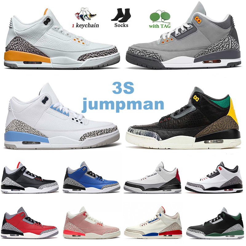 

3s Basketball Shoes Jumpman 3 Fire Red Black Cat Racer Blue Pure White Black White Fragment Tinker Hatfield Animal Instinct Trainers Sports With Box, #8 red cement 40-47