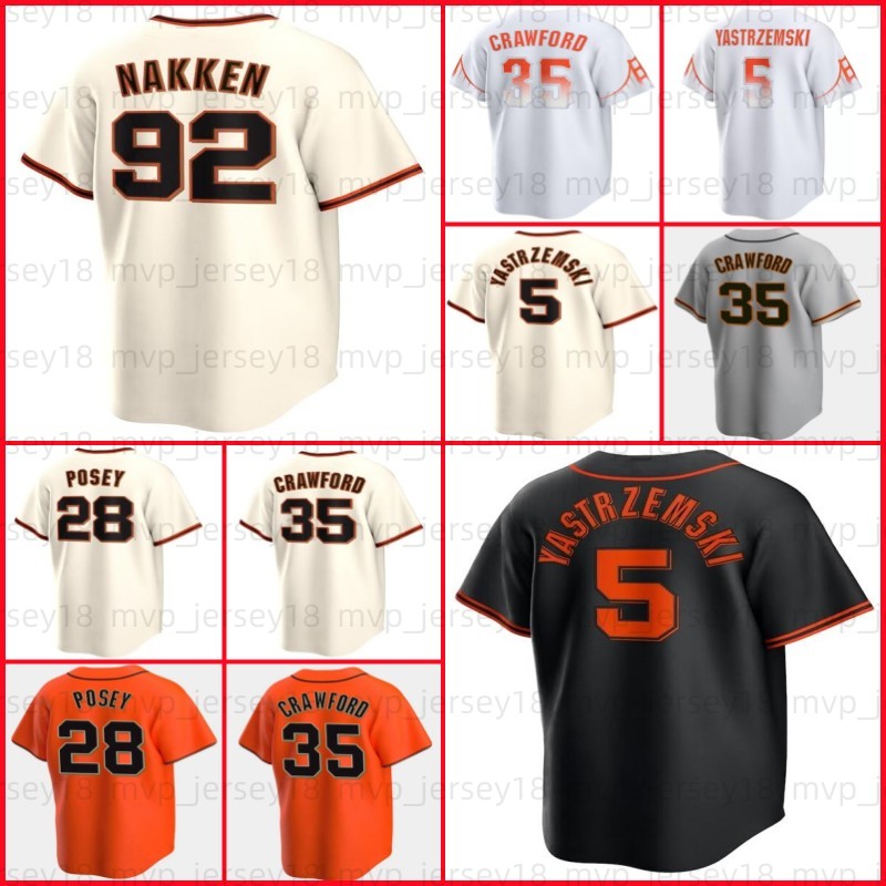 

35 Brandon Crawford Baseball Jersey 28 Buster Posey Evan Longoria Mike Yastrzemski Brandon Belt Joc Pederson Jerseys Barry Bonds Yermin Mercedes, Men jersey