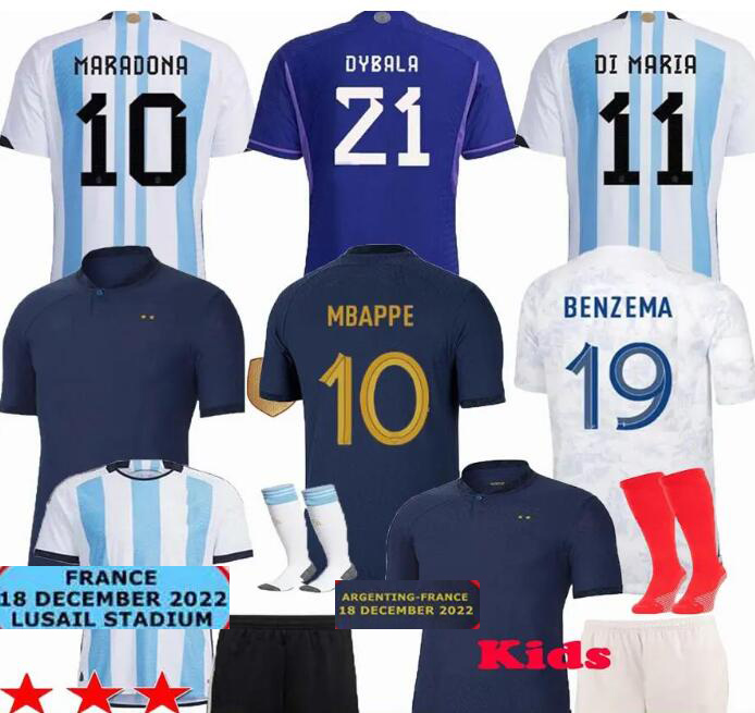 

3 star soccer Jerseys final Fan player 2022 2023 Argentina 22 23 Signed ENZO ALVAREZ DI MARIA DE PAUL kids kit Men women football shirt MBAPPE GRIEZMANN French GIROUD, Away adult 3-star champion