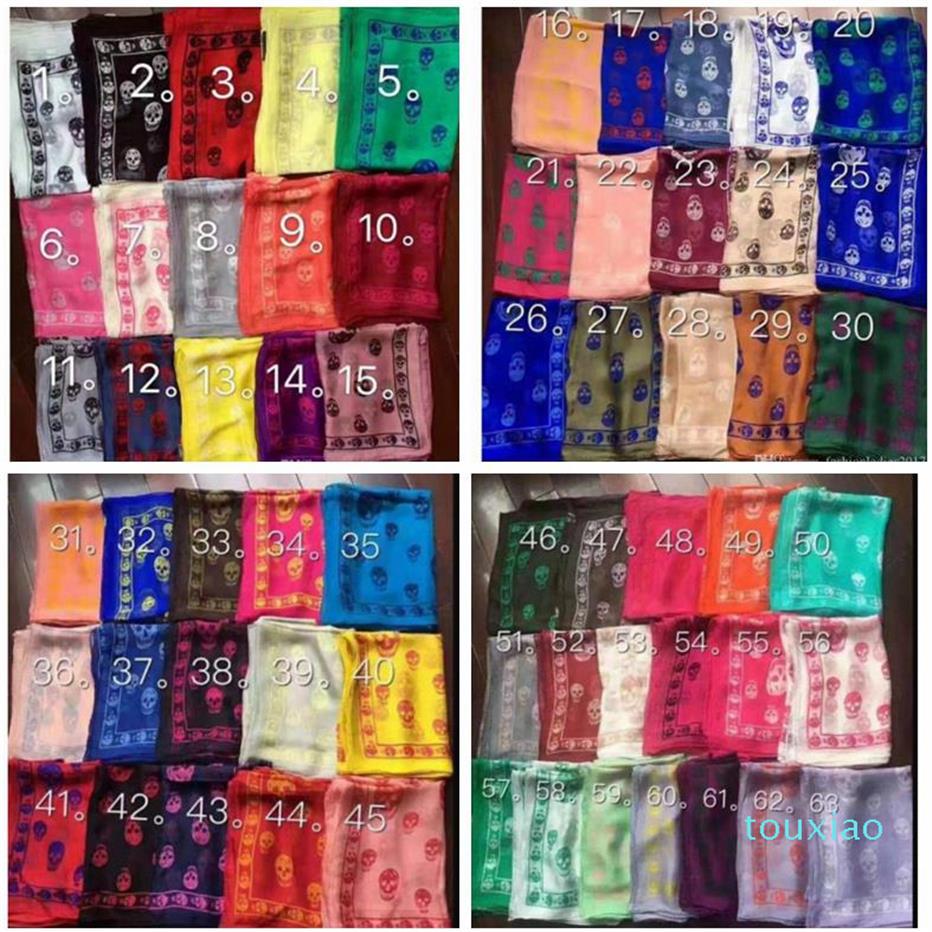 

71 colors brand skull scarf for women and men quality 100% pur silk satin fashion women Italy brand scarves pashmina shawls2305