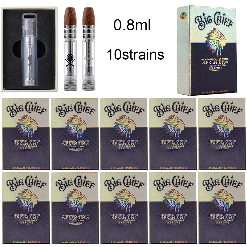 

Big Chief 0.8ml Atomizers Vape Cartridges Newest Packaging Cartridge Ceramic Coil Empty Vaporizer Wood Tip Vapes Carts