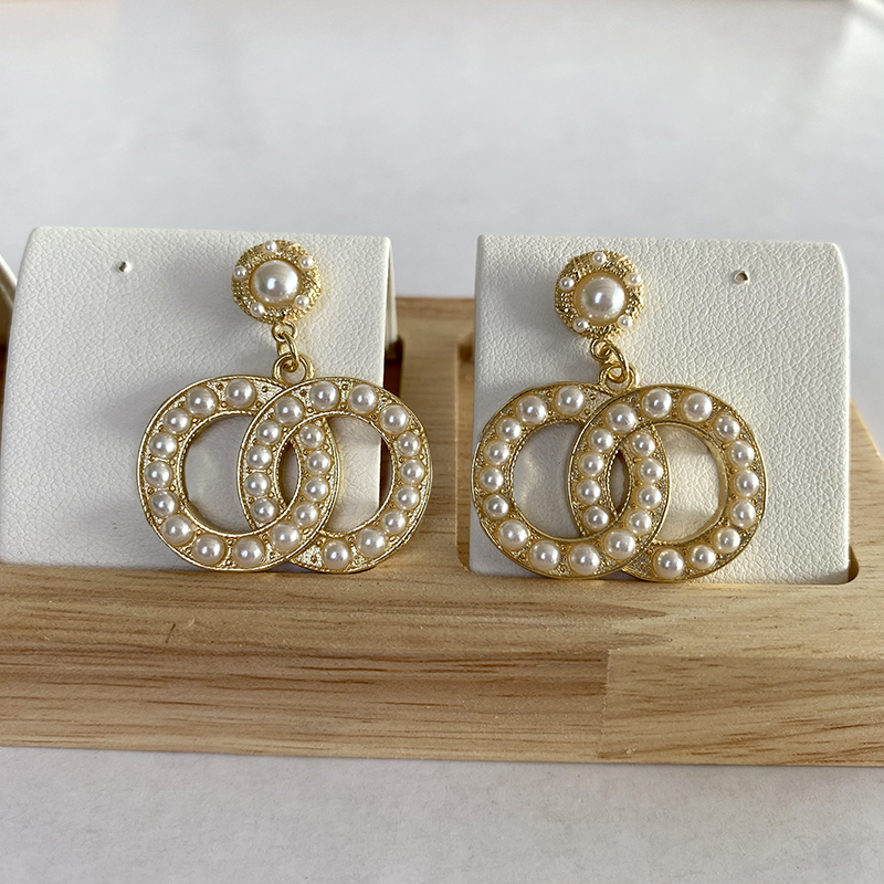 

Golden small pearl earrings Channel Pearl Diamond Drop Gold Earrings Designer for Woman Fashion Brand Silver Wedding Earings baroque pearl studs