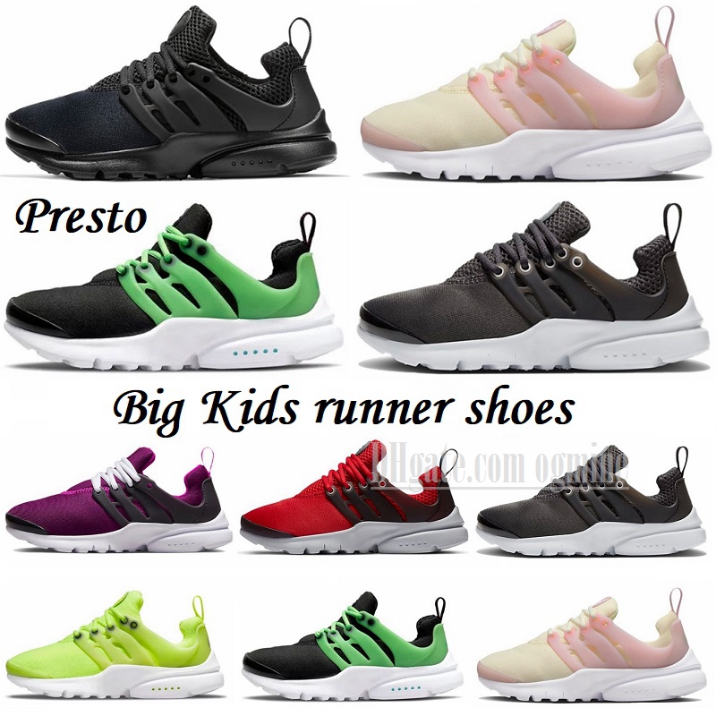 

2023 big Kids shoes children runner Air young Boys girls Sneaker designer Presto children trainer Athletic shoe Sneakers size 25-36 Hot