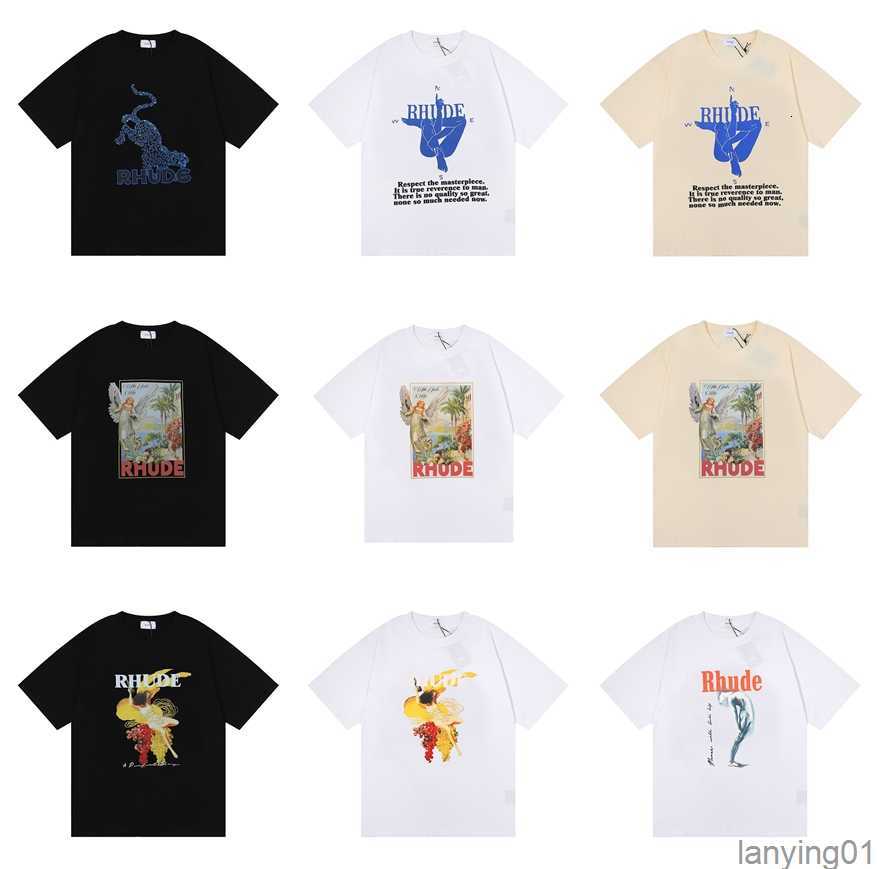 

America Brand Rhude Printed t Shirt Men Washed Do Old Round Treetwear T-shirts Spring Summer High Street Style Quality Rhude, 17