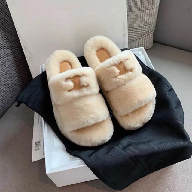 

Home Slippers Fluffy Women Shoes Slides Comfort Furry Flat Sandals Female thick wool Warm Cute full fur Indoor Slippers for Woman Flip Flops fuzzy house shoe, Chocolate