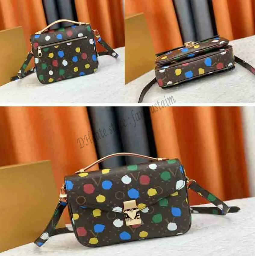 

X YK POCHETTE leather Shoulder Bag Totes S-Lock Multicolor Dot luxurys bags lady Handbags messenger crossbody Yayoi Kusama Tie Dye Totes Wallet, 01