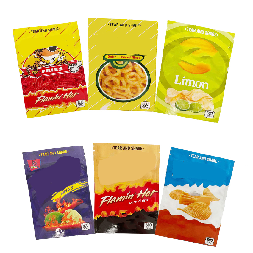

Fries Edibles Mylar Bag corn chips Empty Zipper Package lemon Resealable Plastic 600mg Smell Proof Packaging Bags