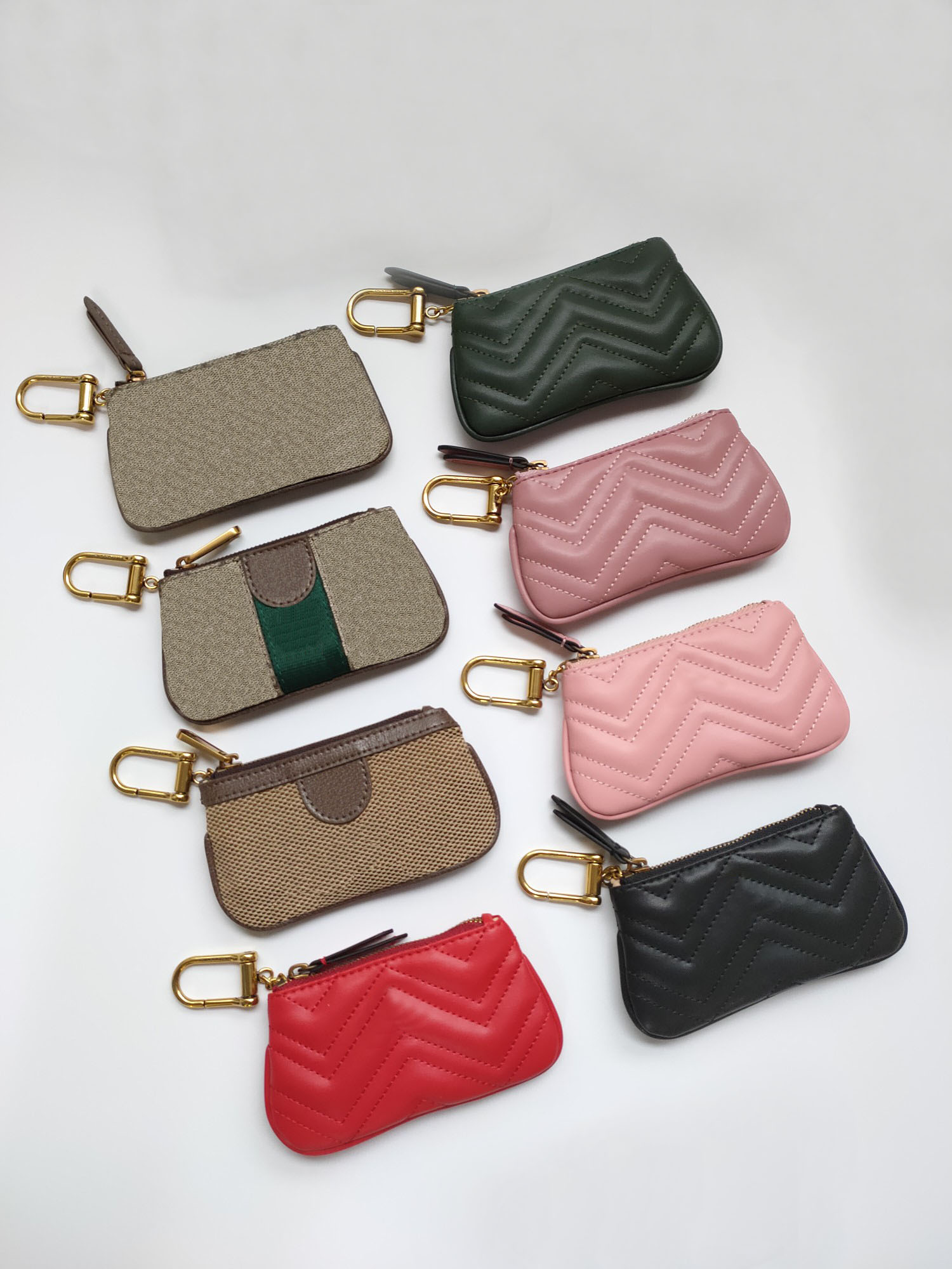 

Men women Coin Purse Designer Fashion Letters mini leather zipper Key Wallets Card Holders, Red