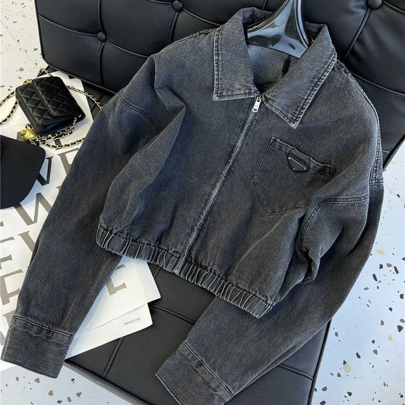 

23ss designer brand women Denim Jacket coat High quality stretch denim top coats fashionable versatile slim women clothing, Black