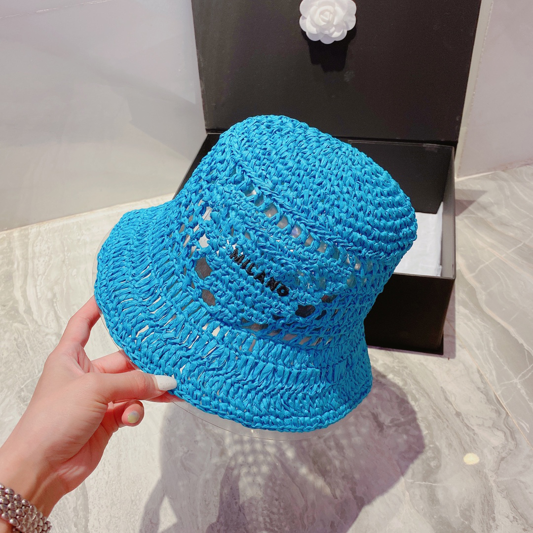 

Womens Fashion Summer Straw Bucket Hat Mens Luxury Designer Fisher Hat Sun Hat Letters F Knitted Hat Casquette Baseball Cap Beanie 2303073BF, P#blue