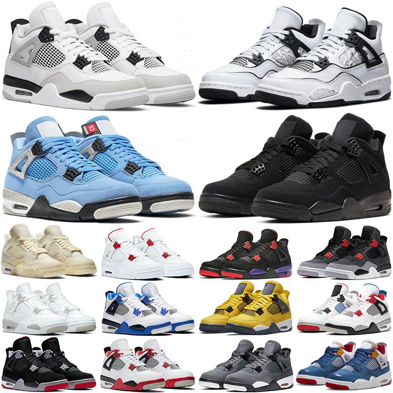 

jumpman 4 4s basketball shoes Military Black Cat Red Thunder Seafoam Canvas Bred Cement men women outdoor sports sneakers mens trainers, As shown 26