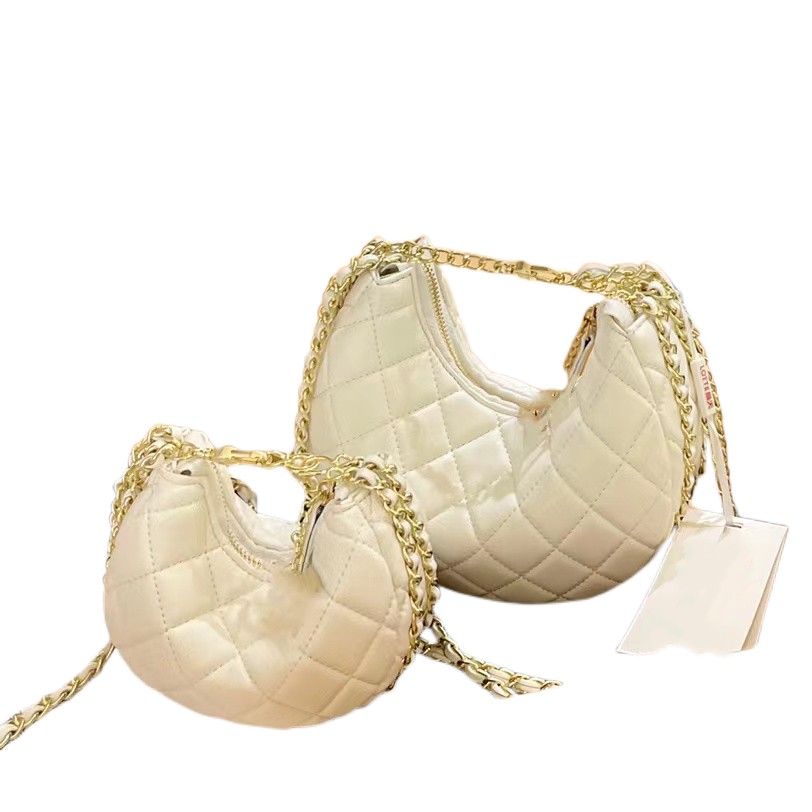 

designer Hobo bag designer shoulder bags for women Chest pack fashion Tote chains hand lady classic purse handbags wholesale half moon purse, White 22*14cm