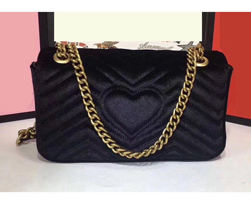 

Marmont Shoulder Bags 443497 Velvet Leather Autumn Winter Style luxury Handbags high quality Original Silk Lining Handbag 446744, Black