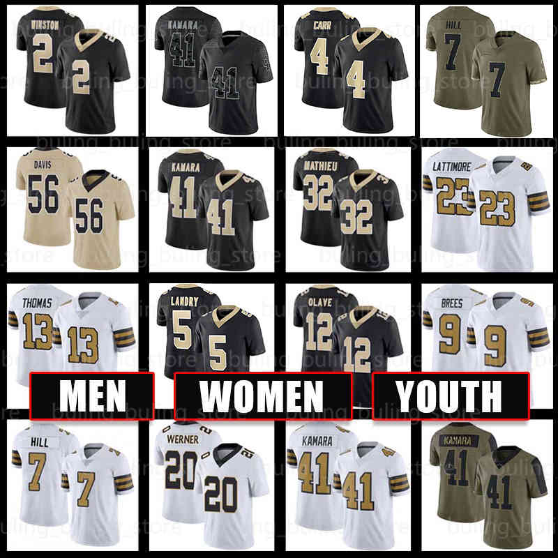 

4 Derek Carr Jersey 41 Alvin Kamara Tyrann Mathieu Football Taysom Hill Cameron Drew Brees Jarvis Landry Michael Thomas Jameis Winston New Orleans Saints Chris Olave, Women jersey(st)