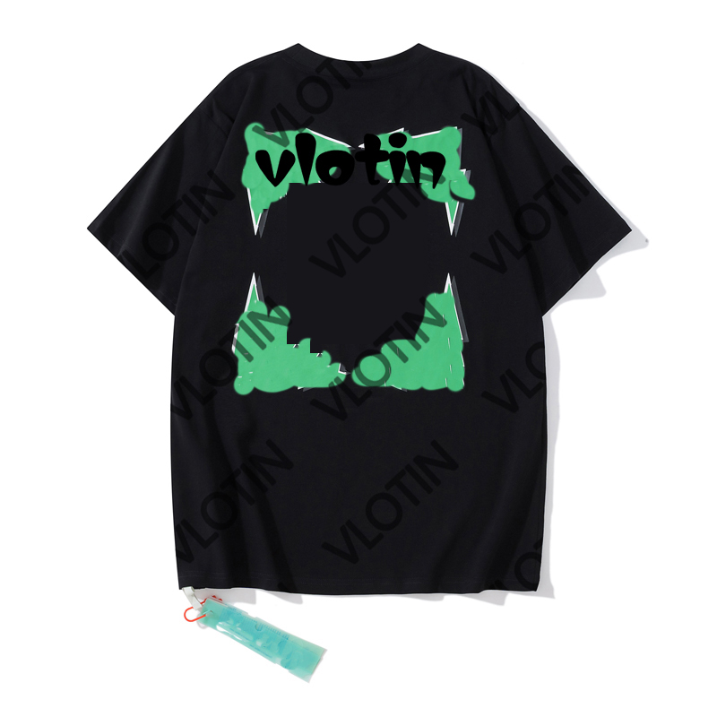 

New Men Fashion Tops Sports Tshirt Summer Designer Offs White t Shirts Luxury Cotton Loose T-shirts Casual Summer Short Sleeves Oil Painting Black Back Print Arrow men