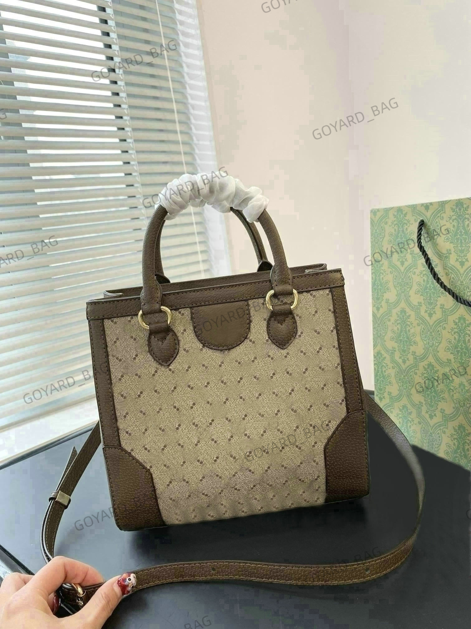 

Women Small Tote Double G Handbag Two Handle Shoulder Bag Adjustable Leather Strap Designer Cross Body Messenger Bag Clutch