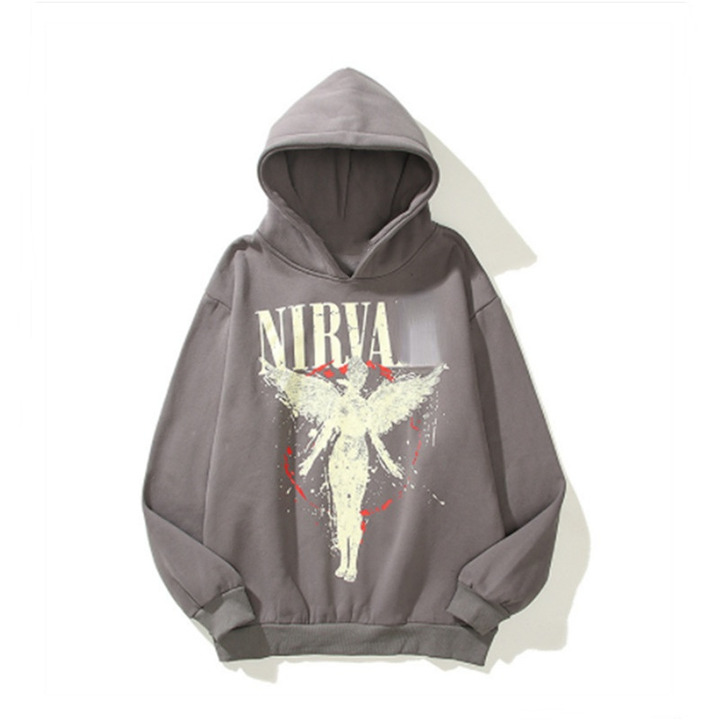 

Rock Brand Angel Printing Hoodies Hip Hop Retro Sweatshirts Plus Size 5XL, Black