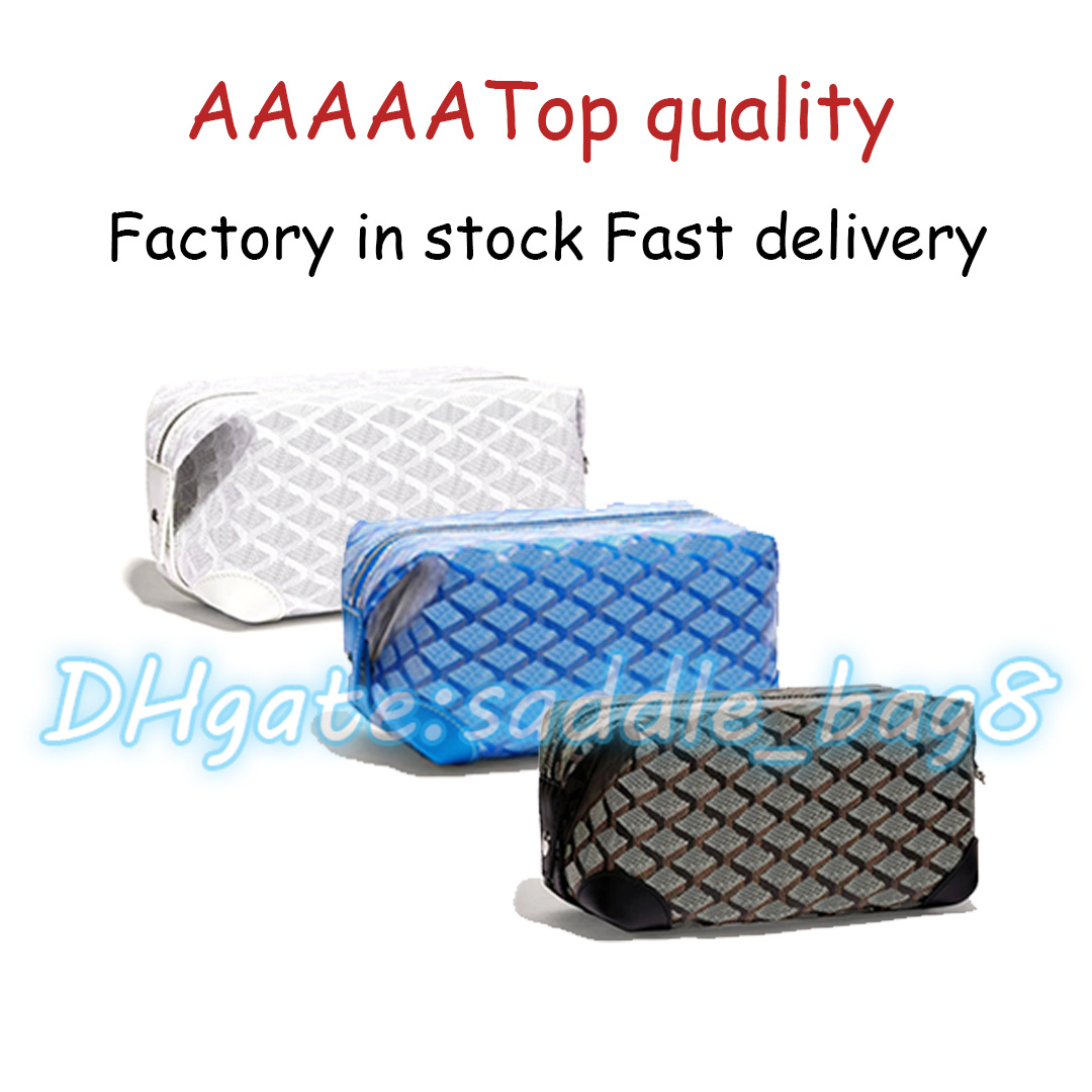 

famous cosmetic pencil case Womens makeup wash Shoulder bag goya Toiletry 25 gy Mens Luxurys Designer Genuine leather women CrossBody handbag Clutch Bags pochette, White