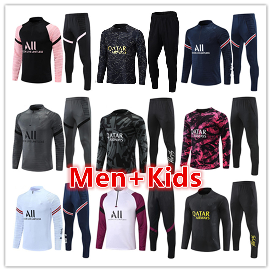 

kids Men soccer tracksuit kit 21 22 23 psgS football jerseys training tracksuits suit 2022 2023 PSGs MessiS mbappe survetement foot chandal tuta jacket jogging set