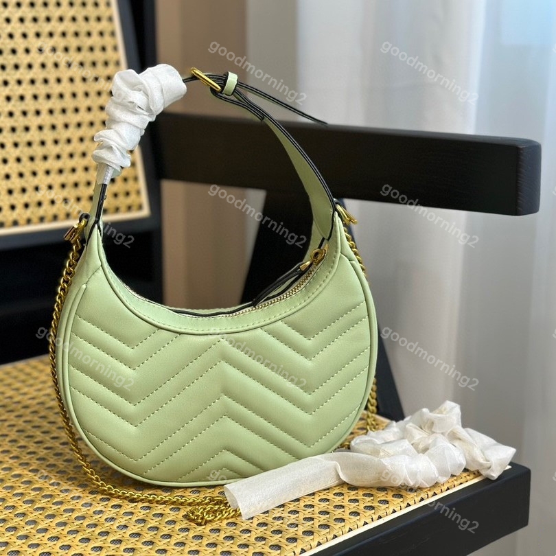 

Leather Cross Body Women Underarm Bags Designer Shoulder Bag 2023 Fashion Small Totes Pochette Classic Half Moon Purse Hobo Wallet Handbag Chain Strap, Green