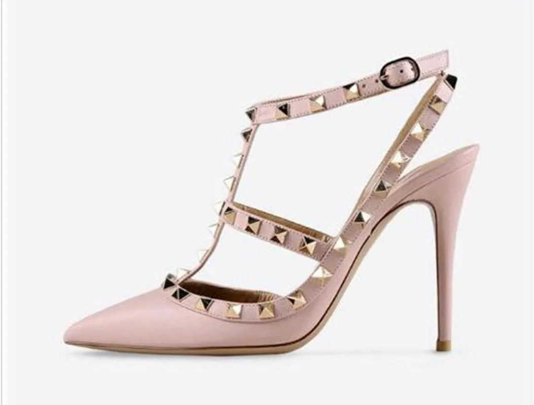 

Women valentinoitys Shoes Sale-Desi rivets Pointed Toe 2-Strap with Sandals Studs high heels Patent high Leather es wqa
