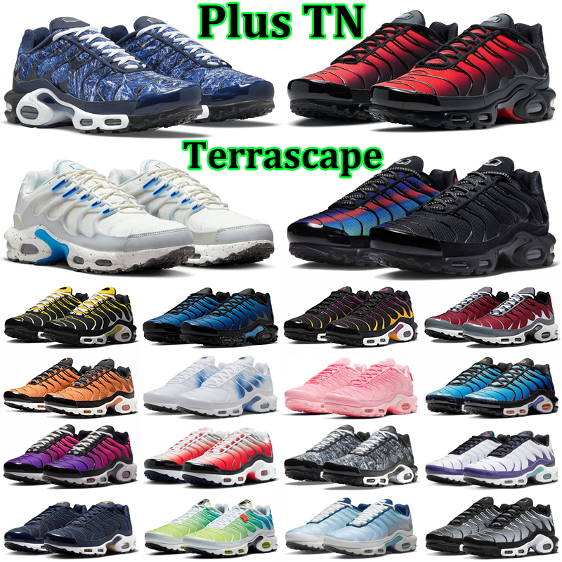 

plus tn terrascape running shoes tns men women sneakers Triple Black White Unity UNC Hyper Blue Graphic Wild Prints Atlanta Dusk mens womens outdoor sports trainers, #7 triple white 36-46