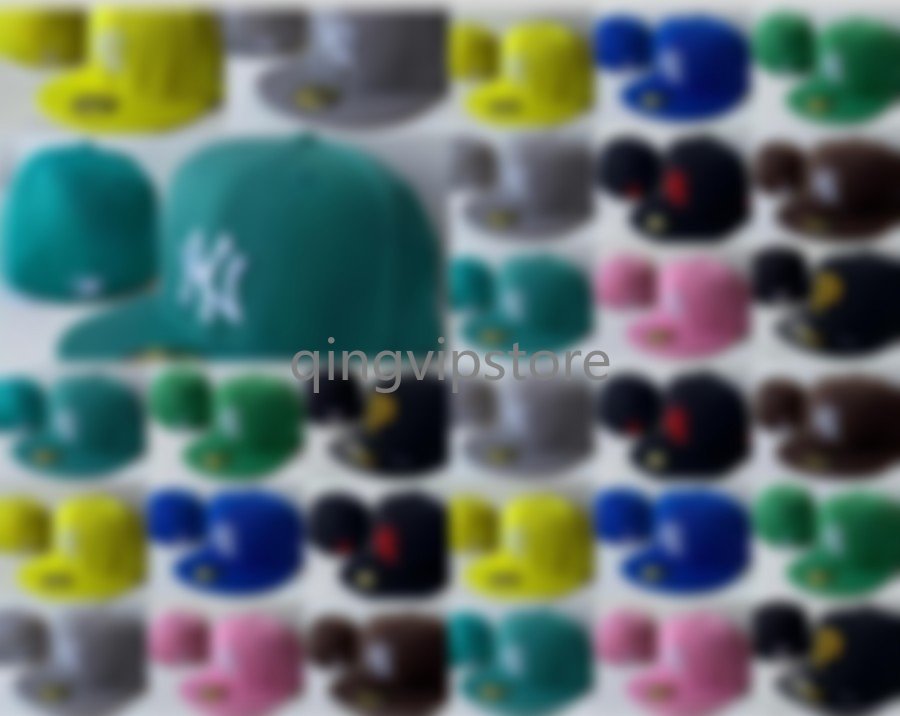 

New Pink Color Baseball Fitted Hats Classic Team Navy Blue Colors Fashion Hip Hop Sport Men's Full Closed Design Caps Chapeau Light Grey DH-03