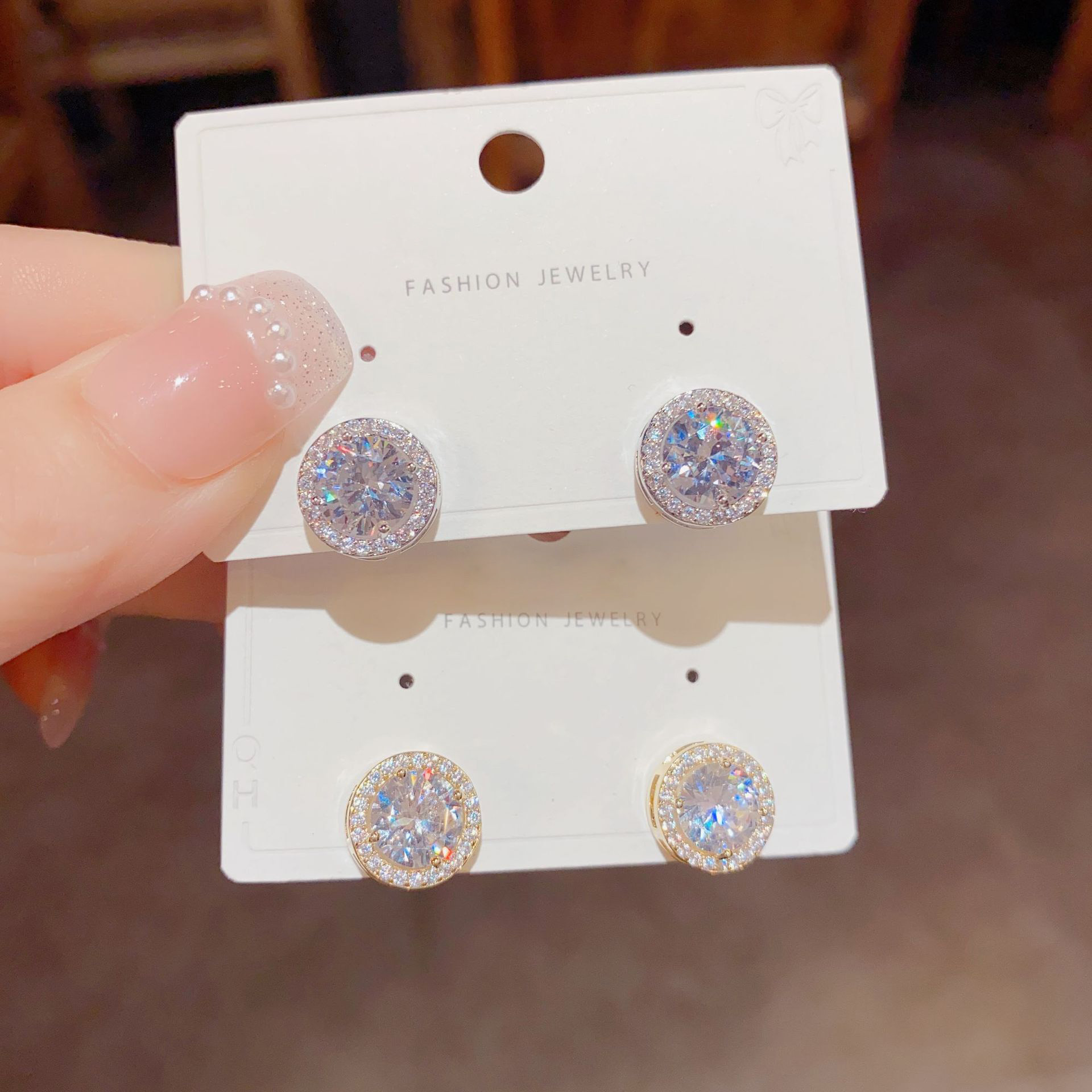 

12mm Topbling Fashion Stud Earrings 14K Real Gold Plated White Zircon S925 Earrings Men Women Jewelry