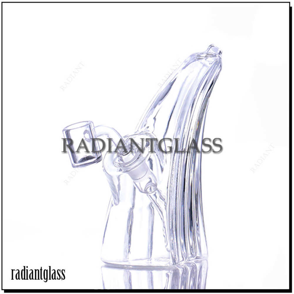 

Hookah 6.5'' Tall Glass Bong Unique Wave Bubbler Glass Bong Water Pipe Dab Rig with Quartz Banger