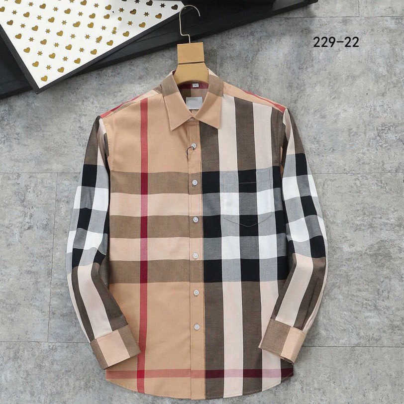 

23ss brand designer shirt Mens fashion classic plaid pocket long-sleeved shirt autumn new British business casual quality large shirt a1, Blue